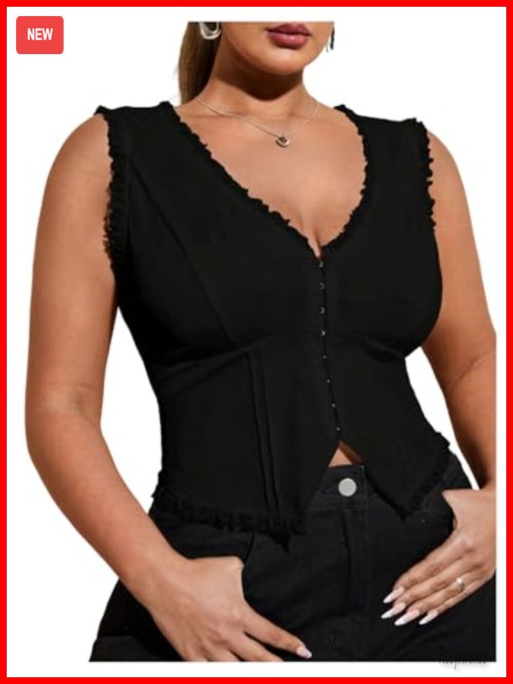 Plus Size Sleeveless V Neck Corset Crop Top Hook Eye Asymmetric Tank